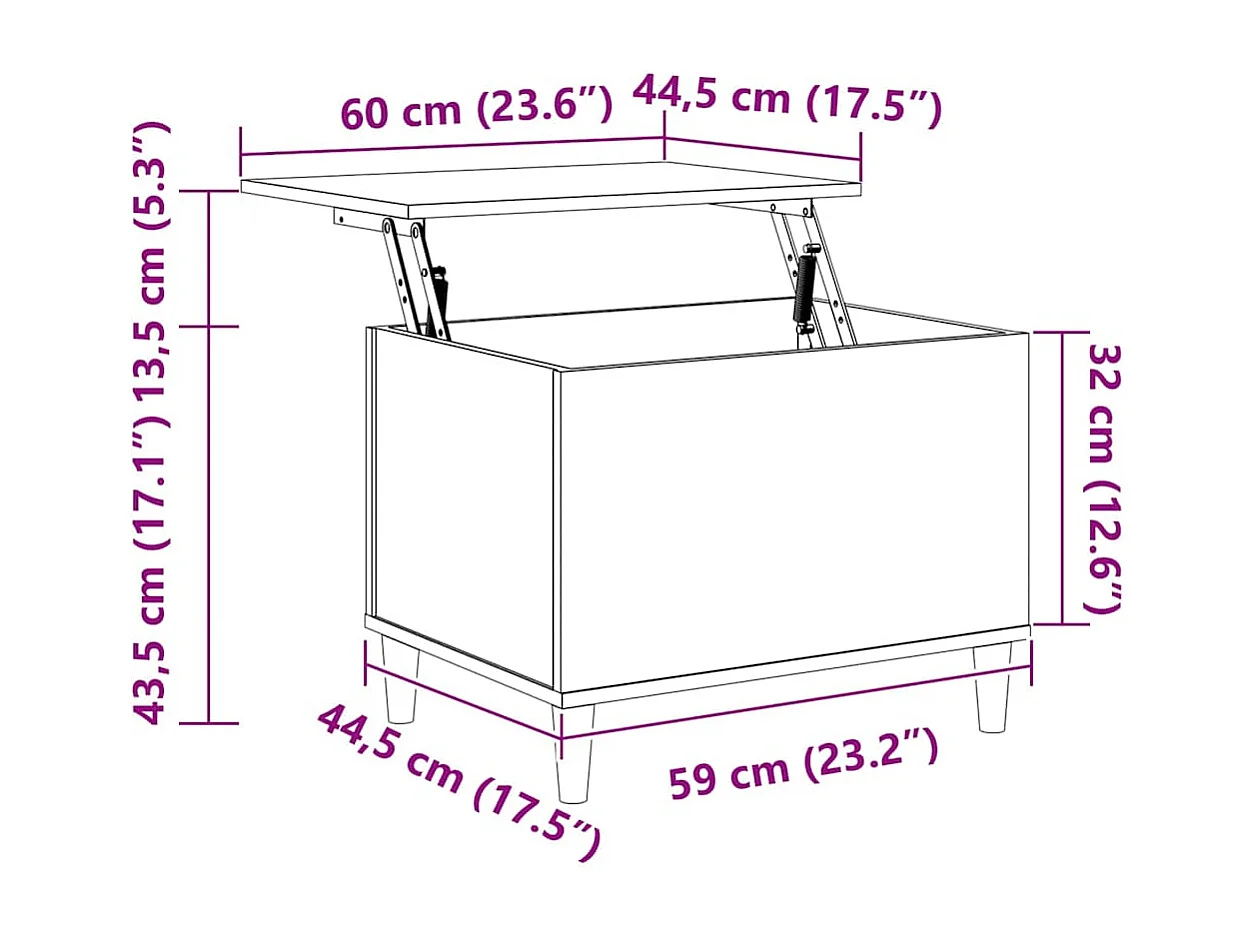 Table basse avec plateau bois marron 60 x 44.5 x 45 cm DEC038707
