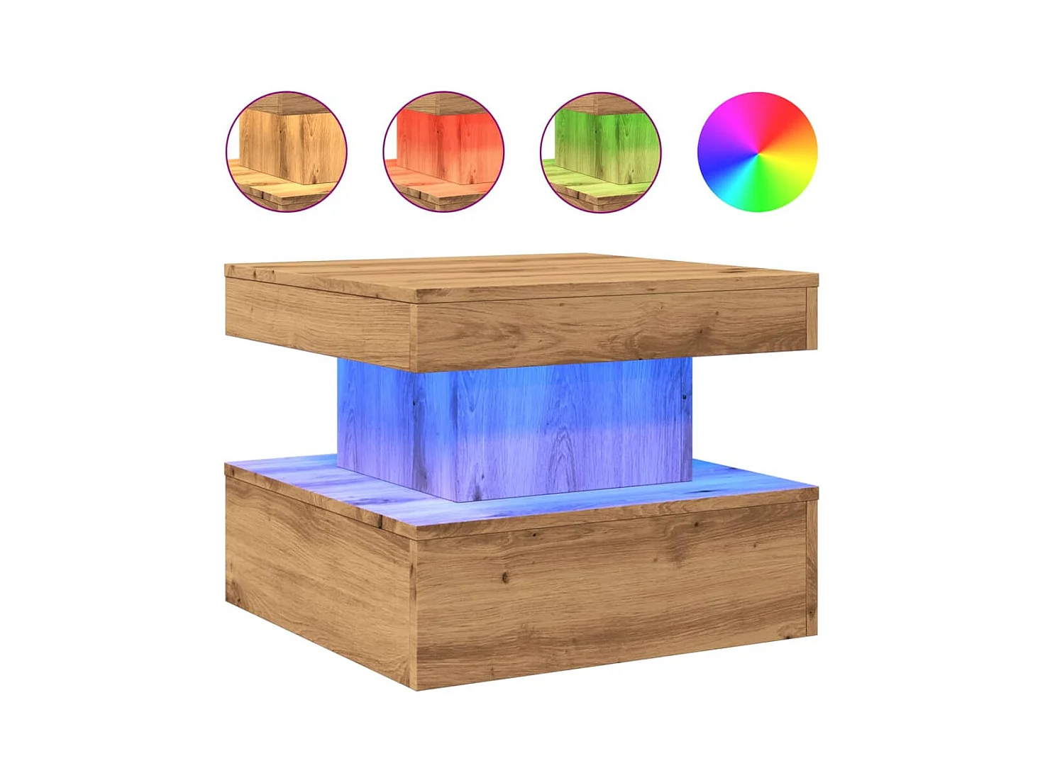 Table basse de salon bois marron 50 x 50 x 40 cm DEC037611