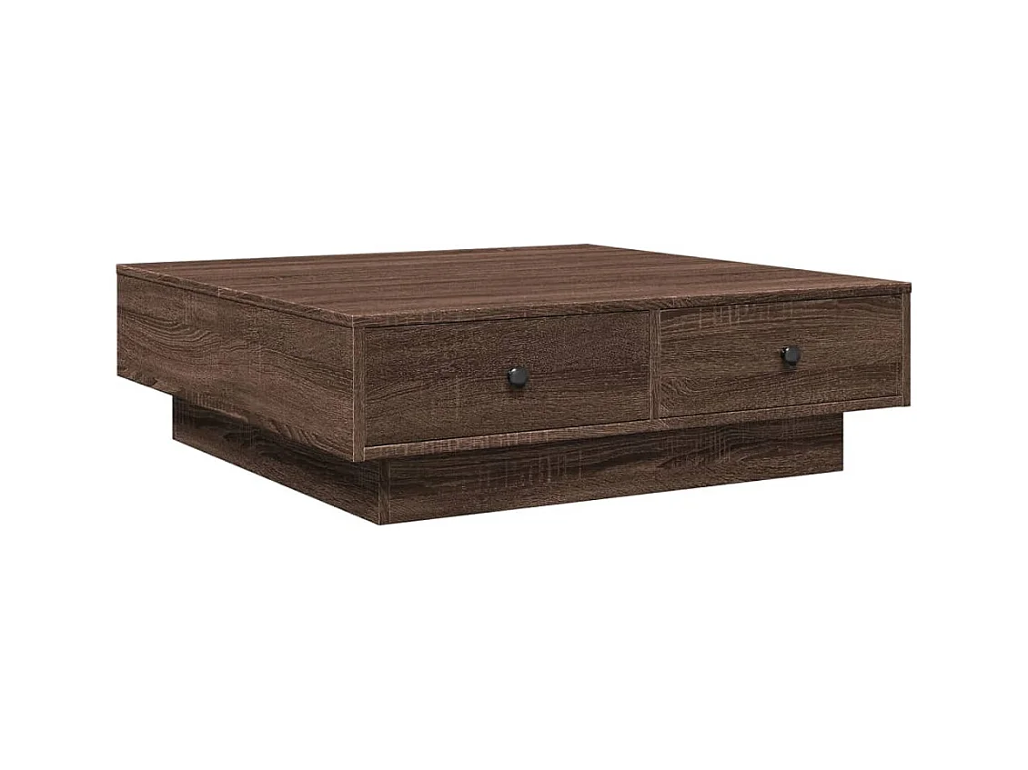 Table basse avec deux bois marron 90 x 90 x 28 cm DEC038830
