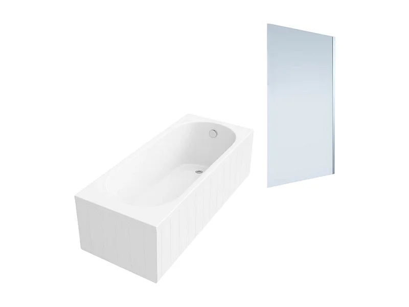 Baignoire droite VILLEROY & BOCH O.Novo 160x70cm Blanc  + Pare bain droite AURYS Mist 1 chromé