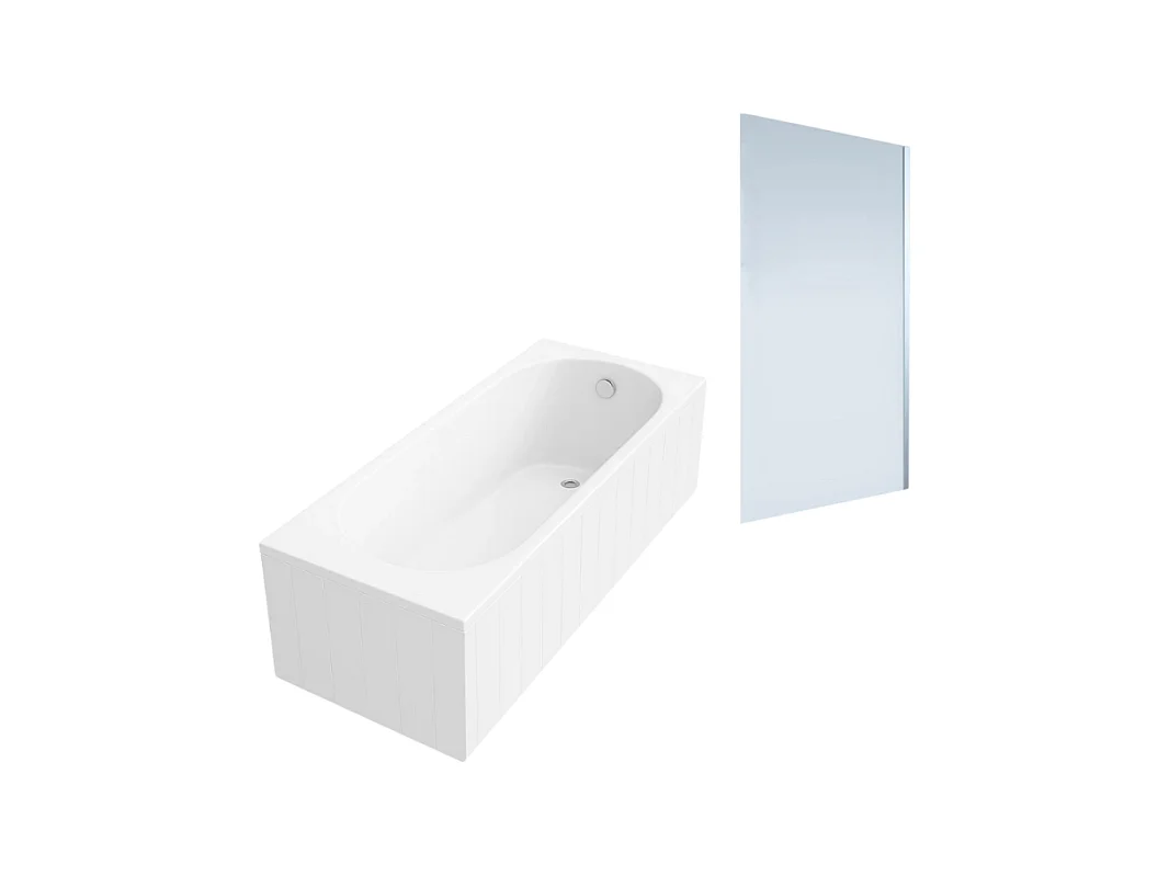 Baignoire droite VILLEROY & BOCH O.Novo 160x70cm Blanc  + Pare bain droite AURYS Mist 1 chromé