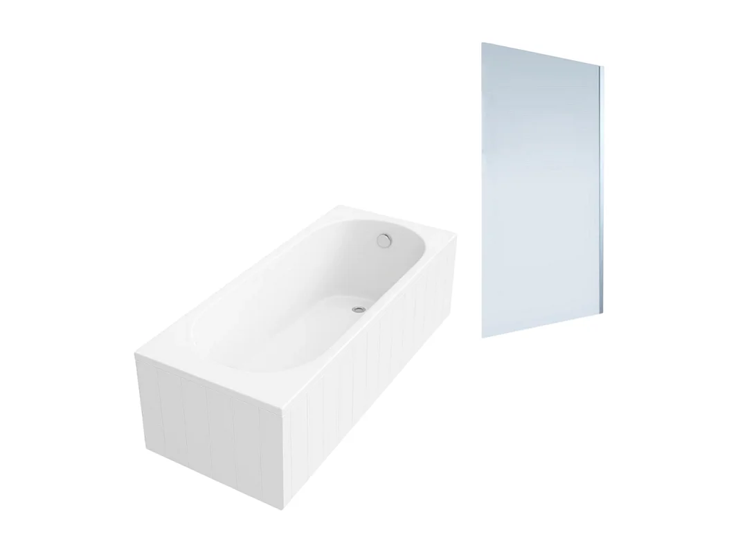 Baignoire droite VILLEROY & BOCH O.Novo 160 x 70 cm Blanc + Pare bain droite AURYS Mist 1 chromé