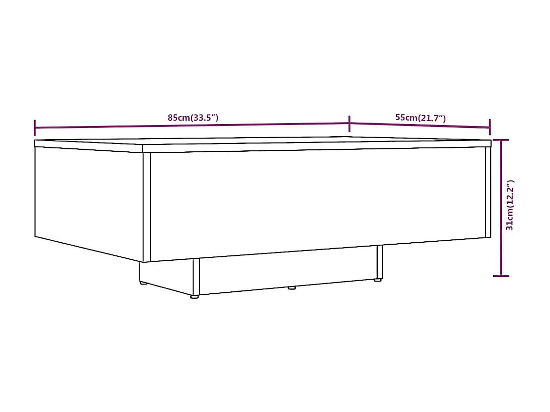 Table basse design moderne bois marron 85 x 55 x 31 cm DEC038499