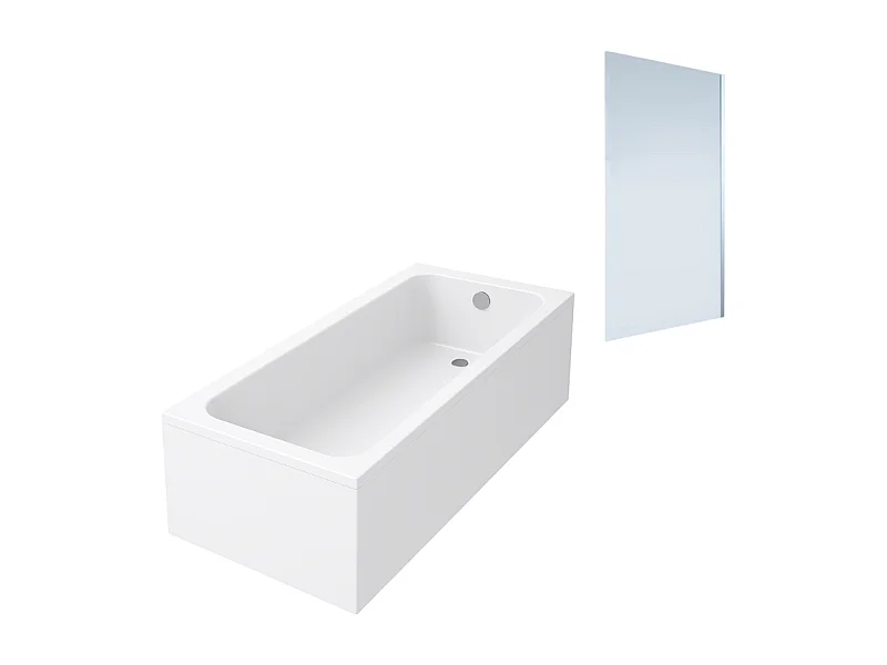 Baignoire droite VILLEROY & BOCH Architectura acrylique 160 x 70 cm  + Pare bain droite AURYS Mist 1 chromé