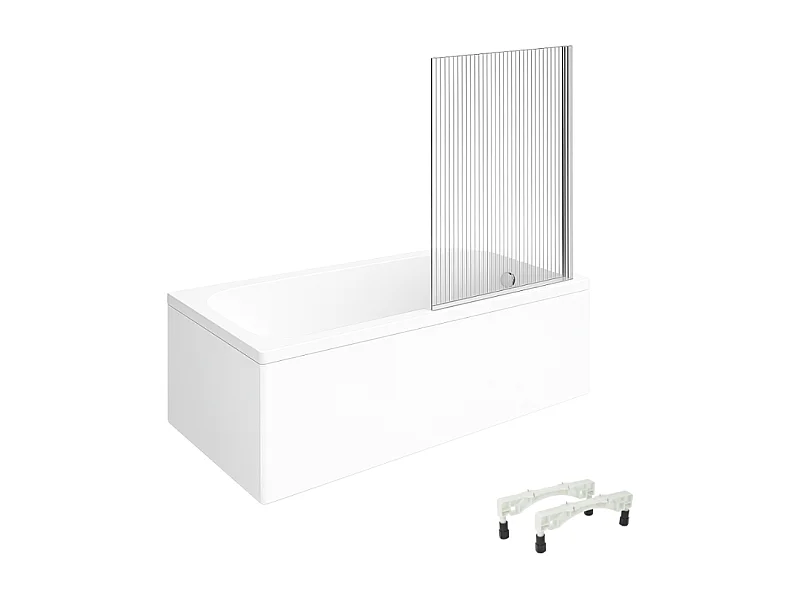 Baignoire droite VILLEROY & BOCH Architectura avec pieds acrylique 160 x 70 cm  + Pare bain droite AURYS Raywall chromé