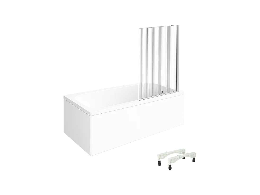 Baignoire droite VILLEROY & BOCH Architectura avec pieds acrylique 160 x 70 cm  + Pare bain droite AURYS Raywall chromé