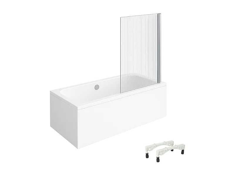 Baignoire droite VILLEROY & BOCH Architectura avec pieds acrylique 180 x 80 cm  + Pare bain droite AURYS Raywall chromé