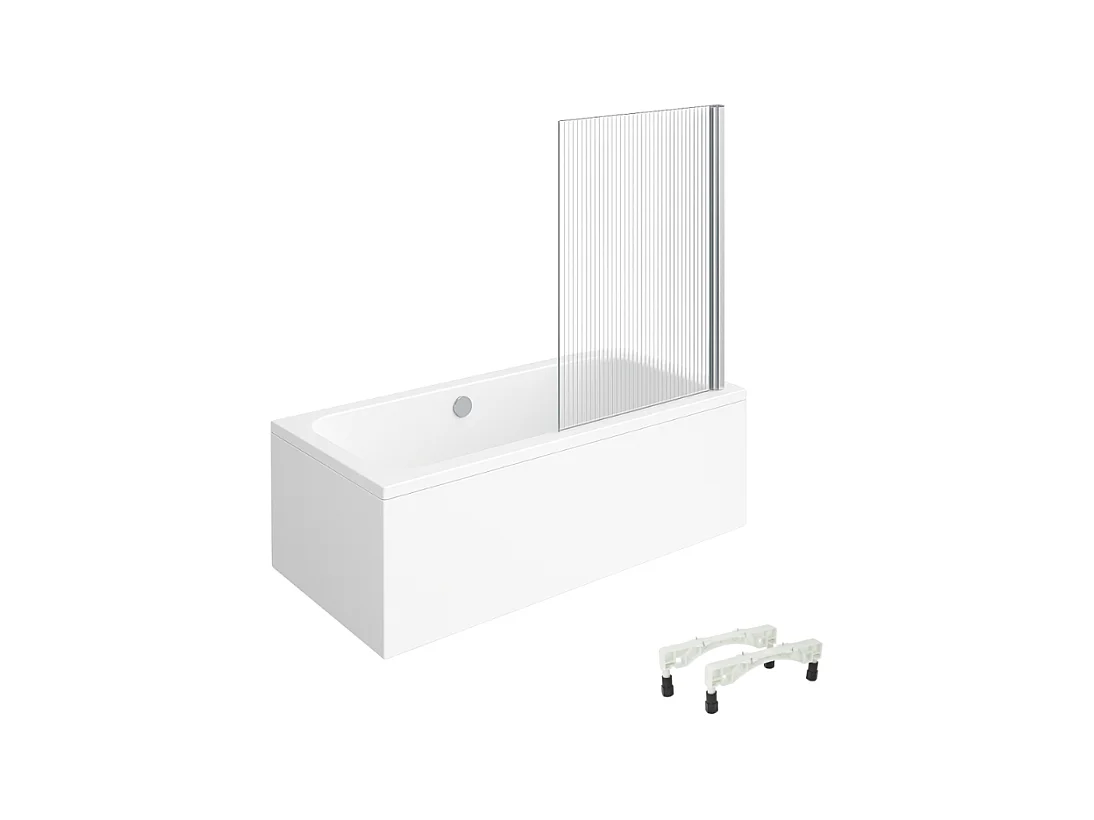 Baignoire droite VILLEROY & BOCH Architectura avec pieds acrylique 180 x 80 cm  + Pare bain droite AURYS Raywall chromé