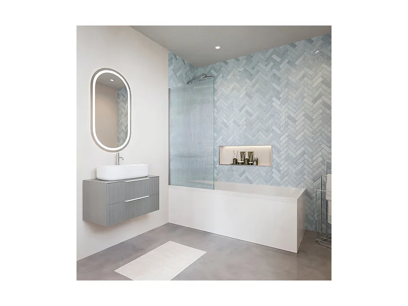 Baignoire rectangulaire VITRA Neon 170x75cm + Pare bain gauche AURYS Raywall chromé profilé gauche