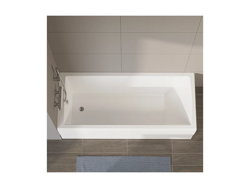 Baignoire rectangulaire VITRA Neon 170x75cm + Pare bain gauche AURYS Raywall chromé profilé gauche