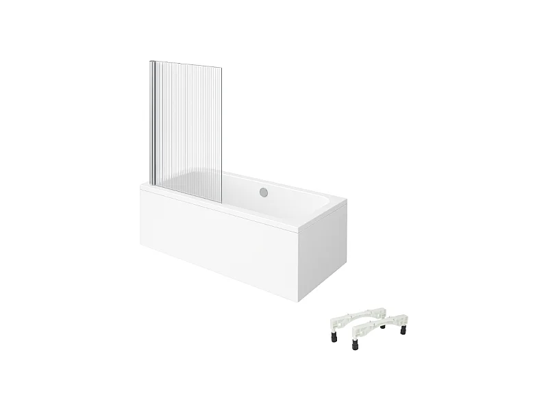 Baignoire droite VILLEROY & BOCH Architectura avec pieds acrylique 190 x 90 cm  + Pare bain gauche AURYS Raywall chromé
