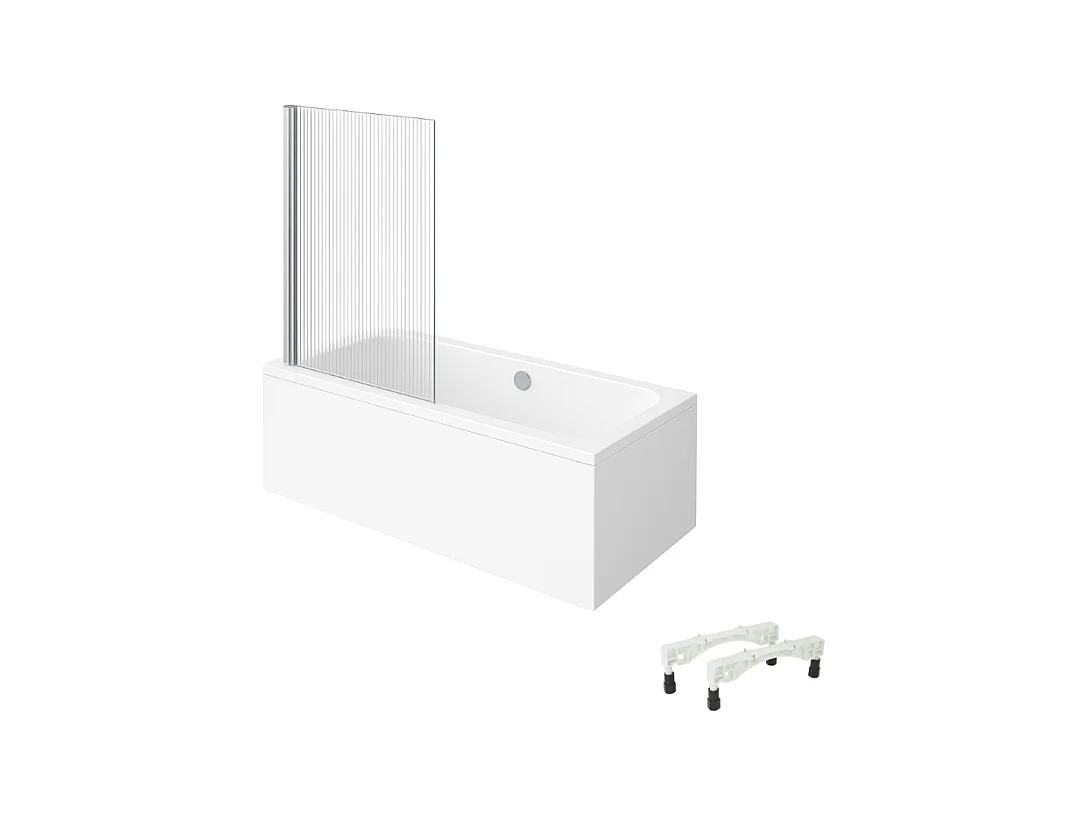 Baignoire droite VILLEROY & BOCH Architectura avec pieds acrylique 190 x 90 cm  + Pare bain gauche AURYS Raywall chromé
