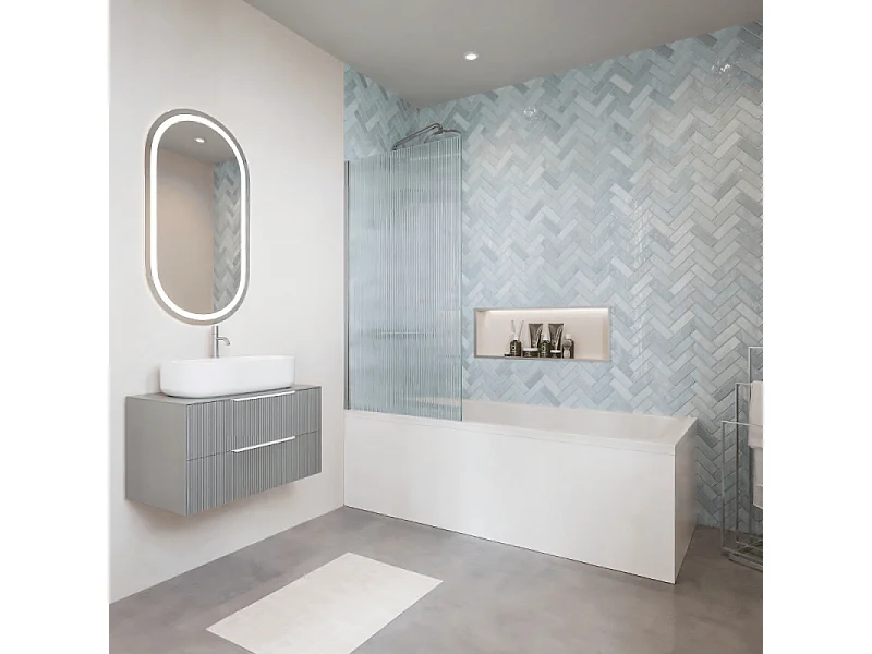 Baignoire droite VILLEROY & BOCH Architectura avec pieds acrylique 190 x 90 cm  + Pare bain gauche AURYS Raywall chromé