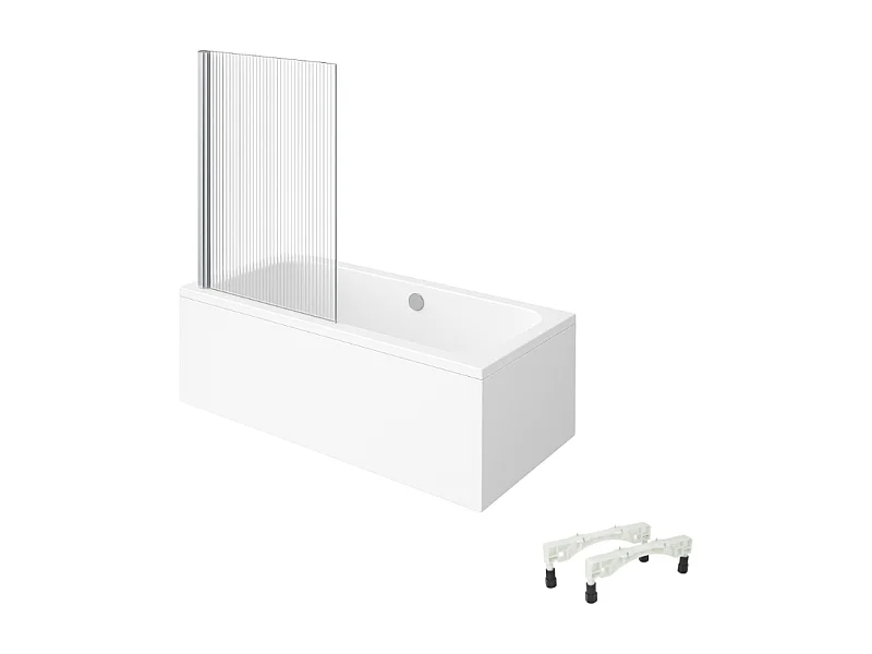Baignoire droite VILLEROY & BOCH Architectura avec pieds acrylique 180 x 80 cm  + Pare bain gauche AURYS Raywall chromé