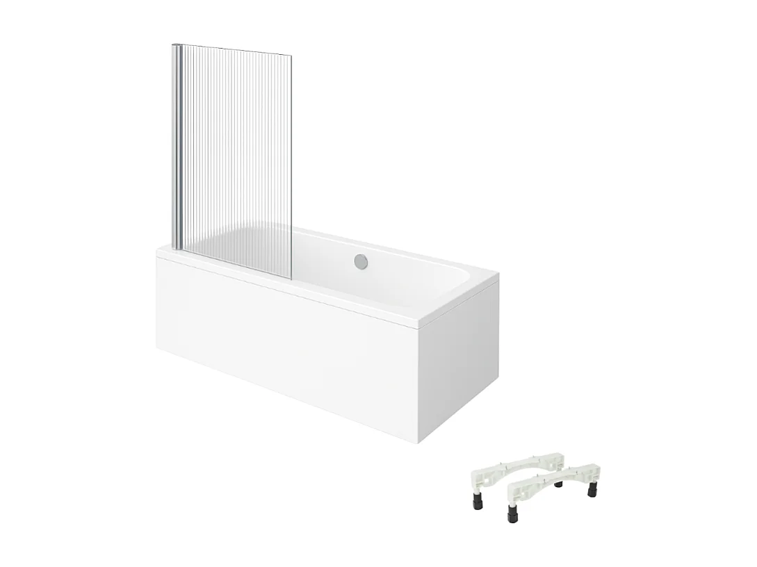 Baignoire droite VILLEROY & BOCH Architectura avec pieds acrylique 180 x 80 cm  + Pare bain gauche AURYS Raywall chromé
