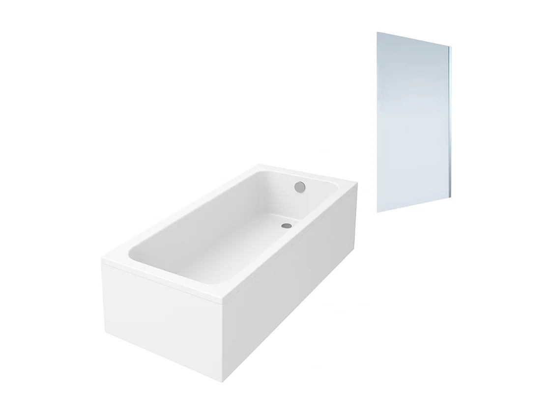 Baignoire droite VILLEROY & BOCH Architectura acrylique 140 x 70 cm  + Pare bain droite AURYS Mist 1 chromé