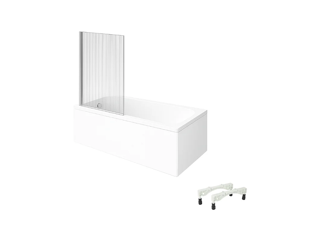 Baignoire droite VILLEROY & BOCH Architectura avec pieds acrylique 140 x 70 cm  + Pare bain gauche AURYS Raywall chromé