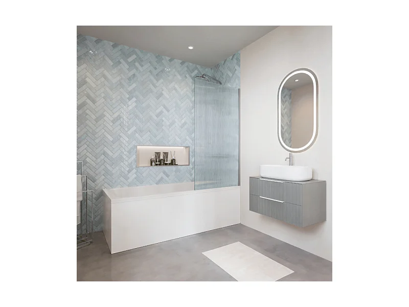 Baignoire droite VILLEROY & BOCH Architectura avec pieds acrylique 140 x 70 cm  + Pare bain gauche AURYS Raywall chromé