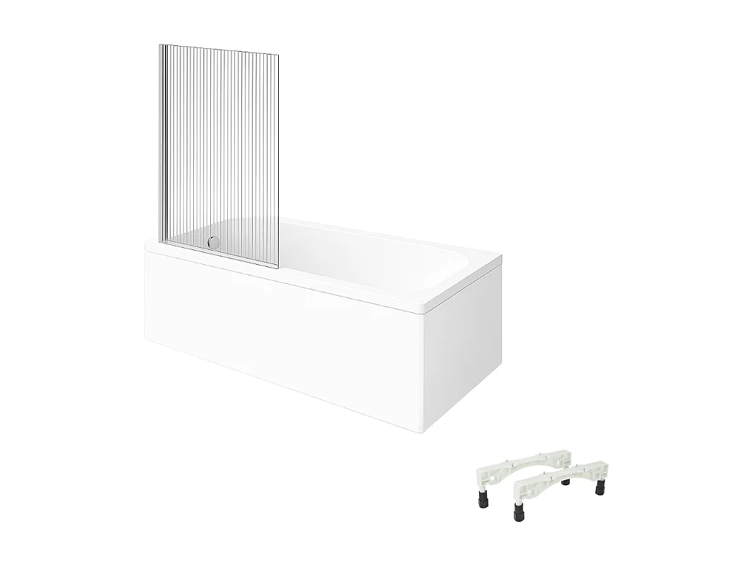 Baignoire droite VILLEROY & BOCH Architectura avec pieds acrylique 140 x 70 cm  + Pare bain gauche AURYS Raywall chromé