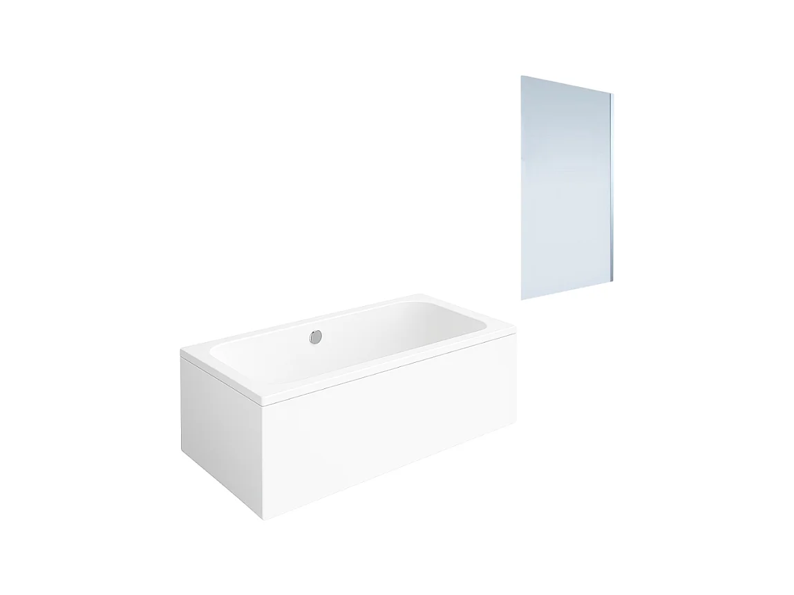 Baignoire droite VILLEROY & BOCH Architectura acrylique 190 x 90 cm  + Pare bain droite AURYS Mist 1 chromé