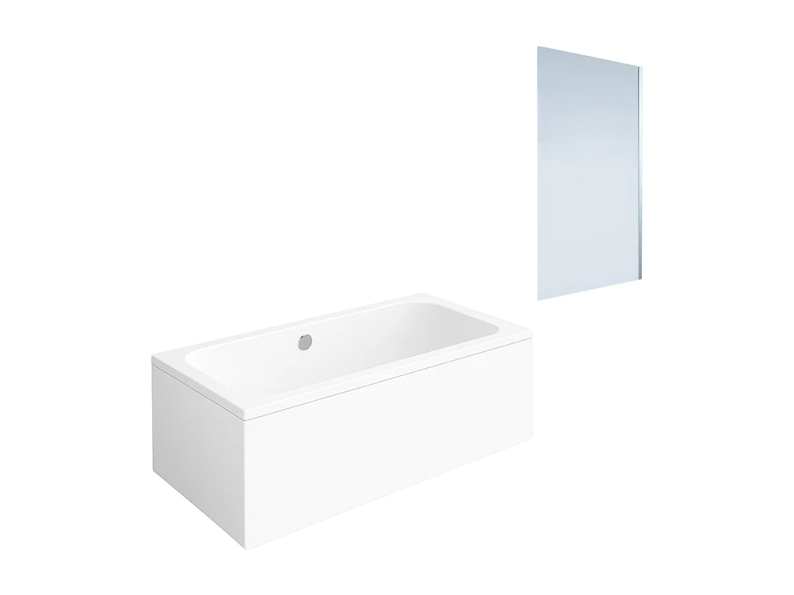 Baignoire droite VILLEROY & BOCH Architectura acrylique 190 x 90 cm  + Pare bain droite AURYS Mist 1 chromé