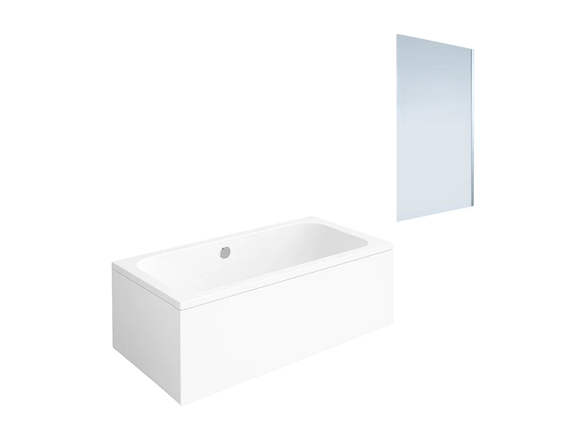 Baignoire droite VILLEROY & BOCH Architectura acrylique 190 x 90 cm  + Pare bain droite AURYS Mist 1 chromé