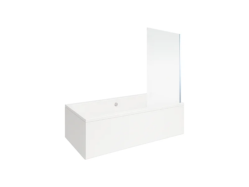 Baignoire rectangulaire VITRA Neon 180x80cm + Pare bain droit AURYS Mist 1 chromé profilé droite