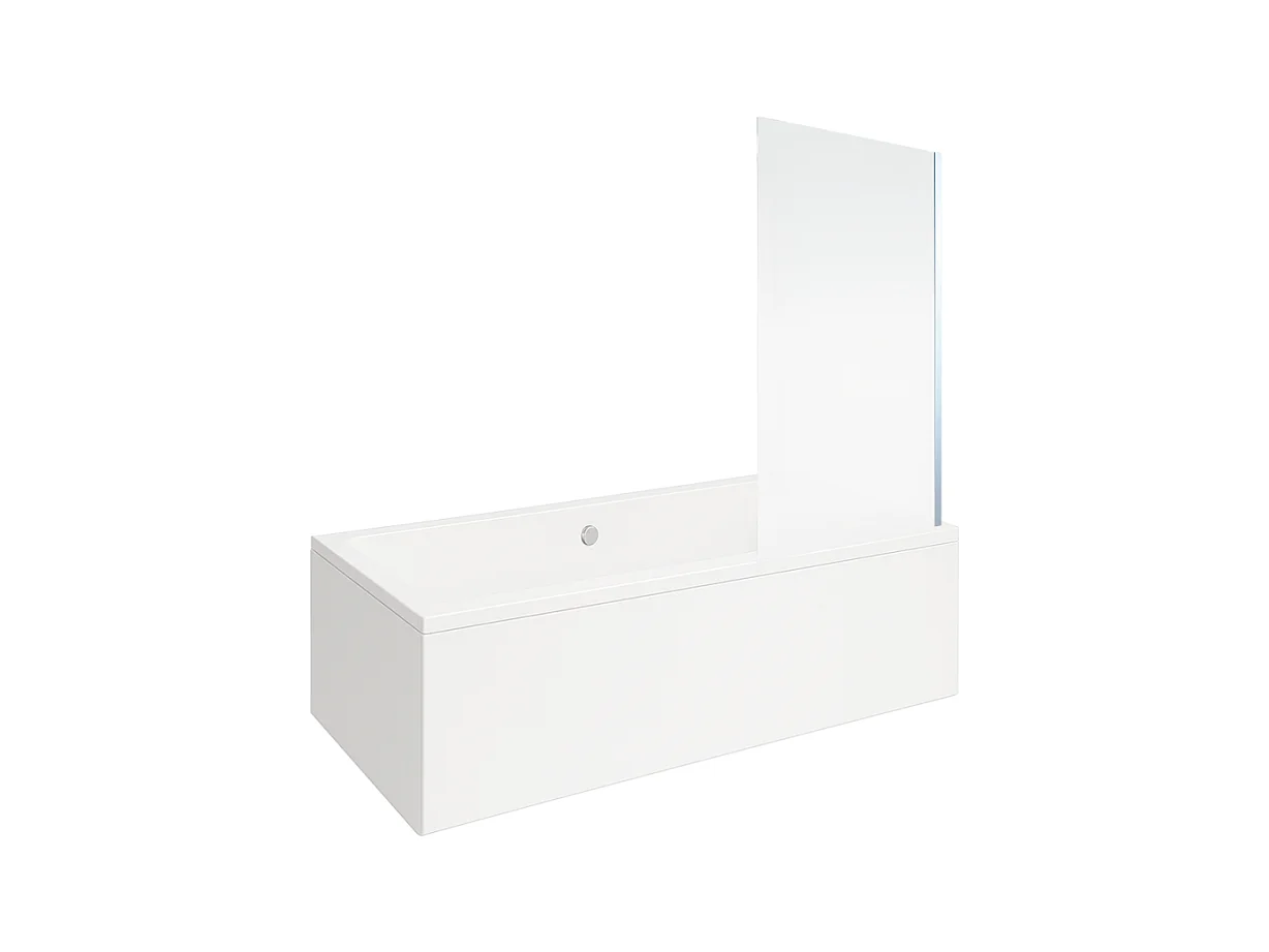 Baignoire rectangulaire VITRA Neon 180x80cm + Pare bain droit AURYS Mist 1 chromé profilé droite