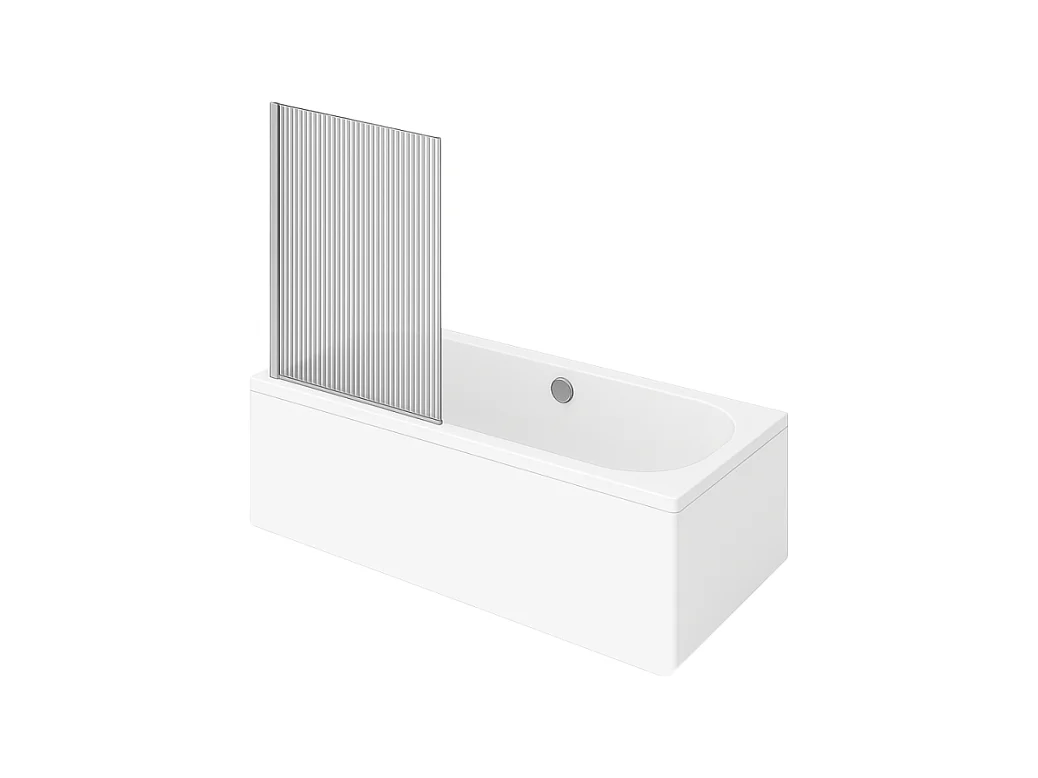 Baignoire droite VILLEROY ET BOCH Oberon quaryl 190 x 90 cm  + Pare bain gauche AURYS Raywall chromé