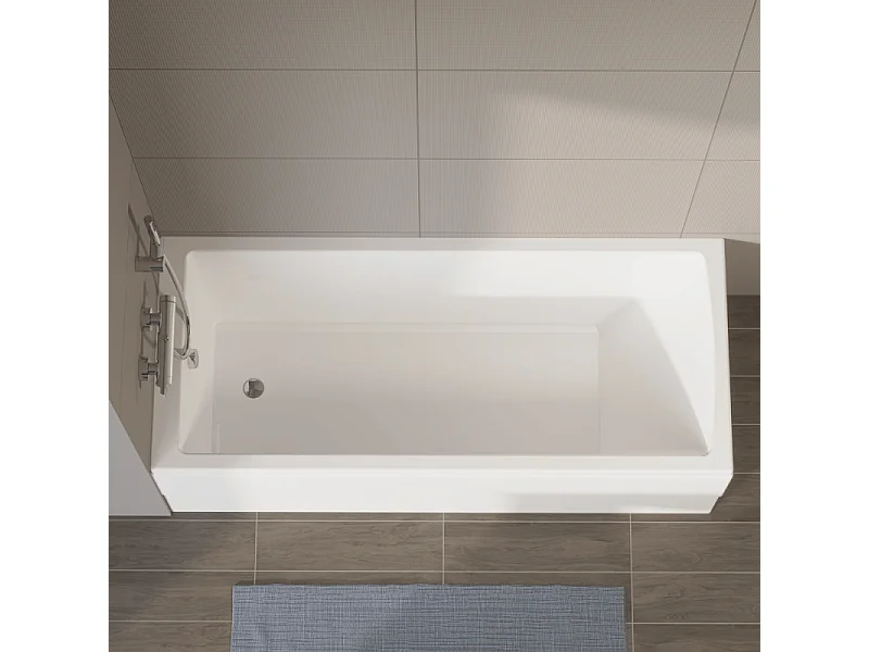 Baignoire rectangulaire VITRA Neon 170x75cm + Pare bain gauche AURYS Mist 1 chromé profilé gauche