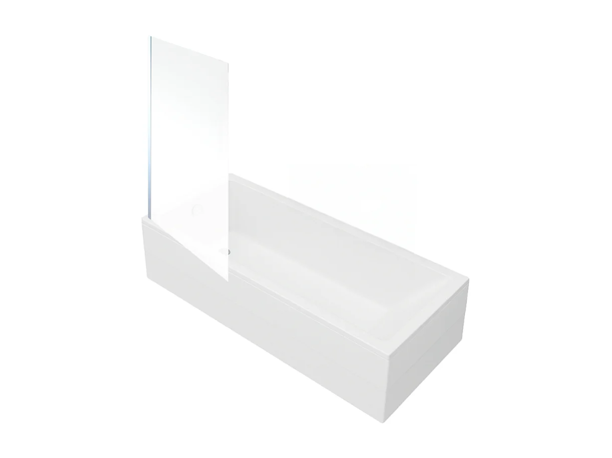 Baignoire rectangulaire VITRA Neon 170x75cm + Pare bain gauche AURYS Mist 1 chromé profilé gauche