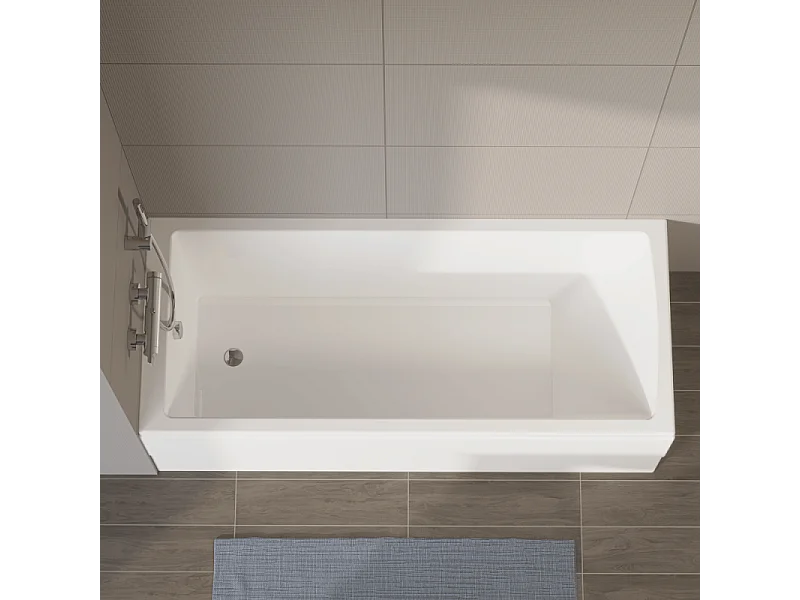 Baignoire rectangulaire VITRA Neon 170x75cm + Pare bain gauche AURYS Mist 1 chromé profilé gauche