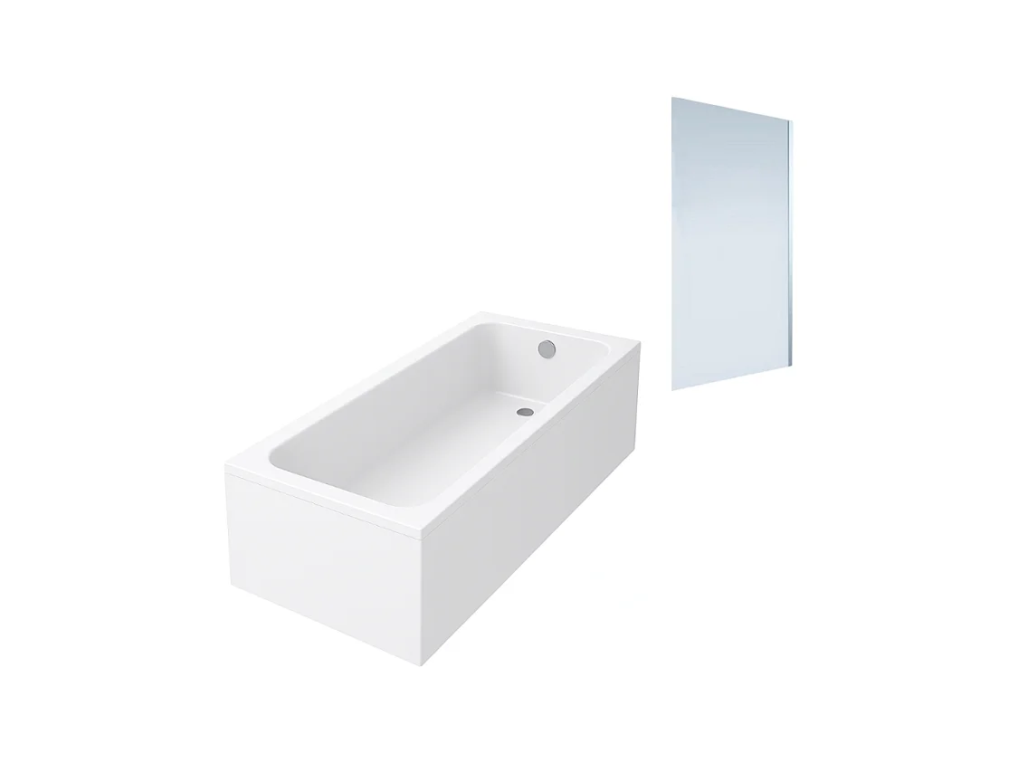 Baignoire droite VILLEROY & BOCH Architectura acrylique 170 x 75 cm  + Pare bain droite AURYS Mist 1 chromé