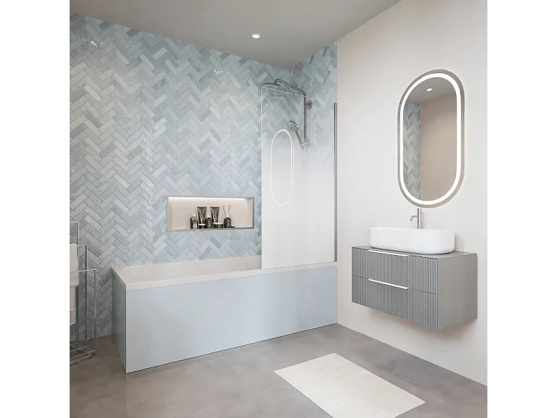 Baignoire droite VILLEROY & BOCH Architectura acrylique 170 x 75 cm  + Pare bain droite AURYS Mist 1 chromé