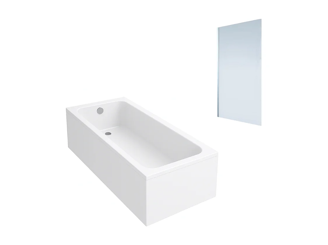 Baignoire droite VILLEROY & BOCH Architectura acrylique 170 x 70 cm  + Pare bain gauche AURYS Mist 1 chromé