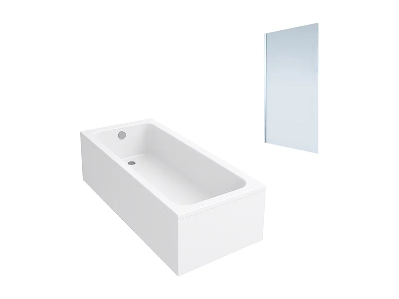 Baignoire droite VILLEROY & BOCH Architectura acrylique 160 x 70 cm  + Pare bain gauche AURYS Mist 1 chromé