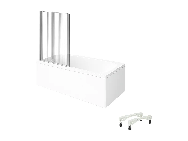 Baignoire droite VILLEROY & BOCH Architectura avec pieds acrylique 170 x 75 cm  + Pare bain gauche AURYS Raywall chromé