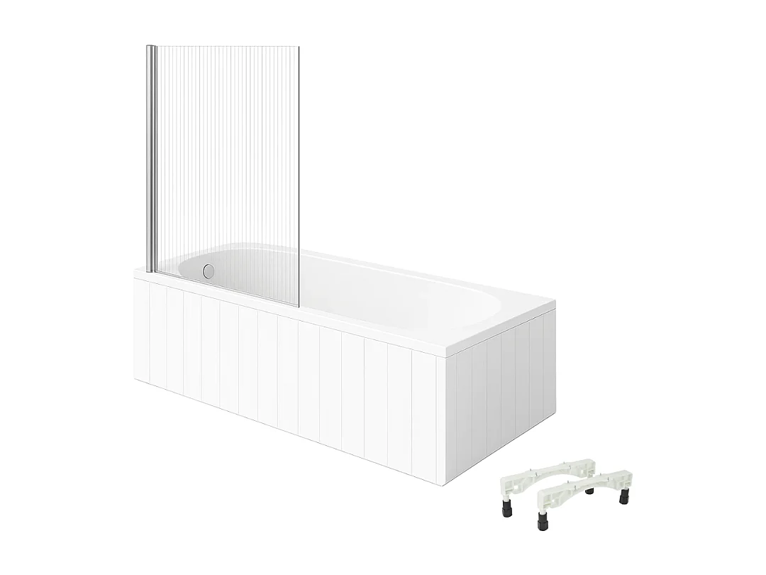 Baignoire droite avec pieds 160 x 70 cm VILLEROY & BOCH O.Novo Blanc + Pare Bain gauche AURYS Raywall chromé