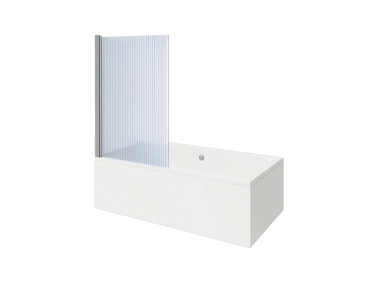 Baignoire rectangulaire VITRA Neon 180x80cm + Pare bain gauche AURYS Raywall chromé profilé gauche