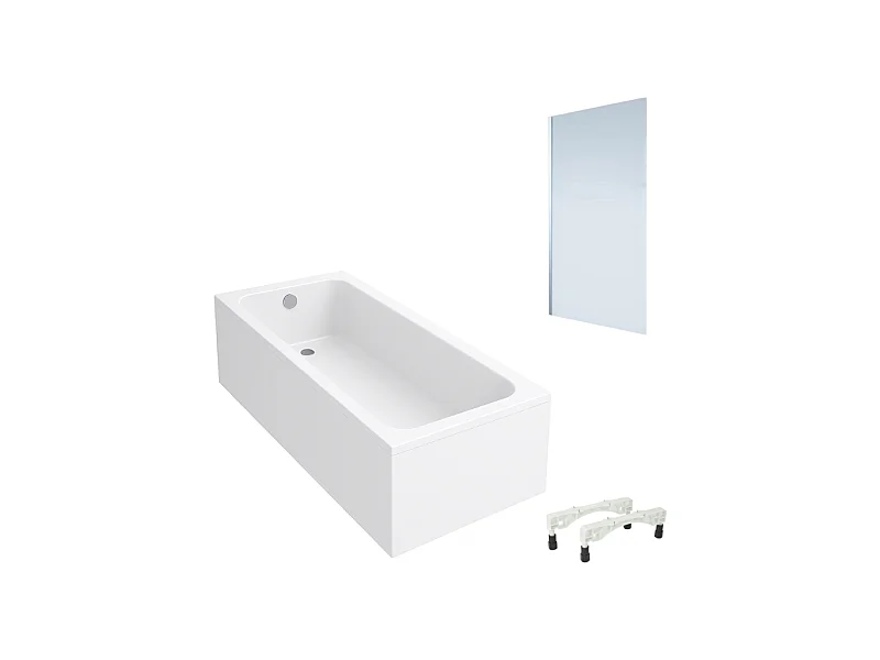 Baignoire droite VILLEROY & BOCH Architectura avec pieds acrylique 170 x 70 cm  + Pare bain gauche AURYS Mist 1 chromé