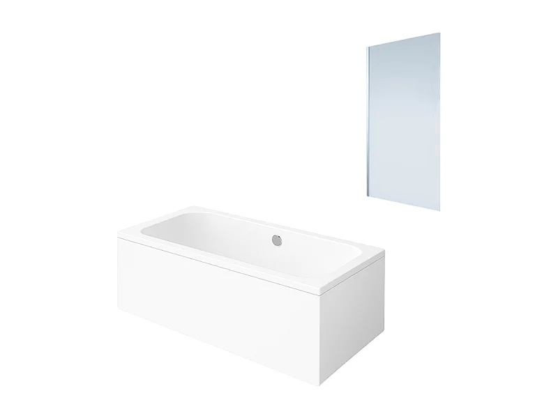 Baignoire droite VILLEROY & BOCH Architectura acrylique 170 x 80 cm  + Pare bain gauche AURYS Mist 1 chromé