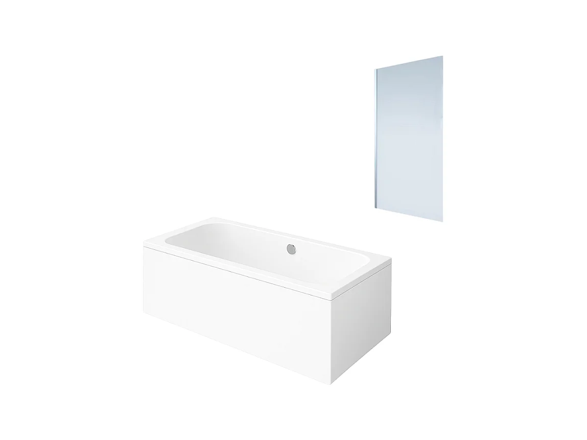Baignoire droite VILLEROY & BOCH Architectura acrylique 170 x 80 cm  + Pare bain gauche AURYS Mist 1 chromé