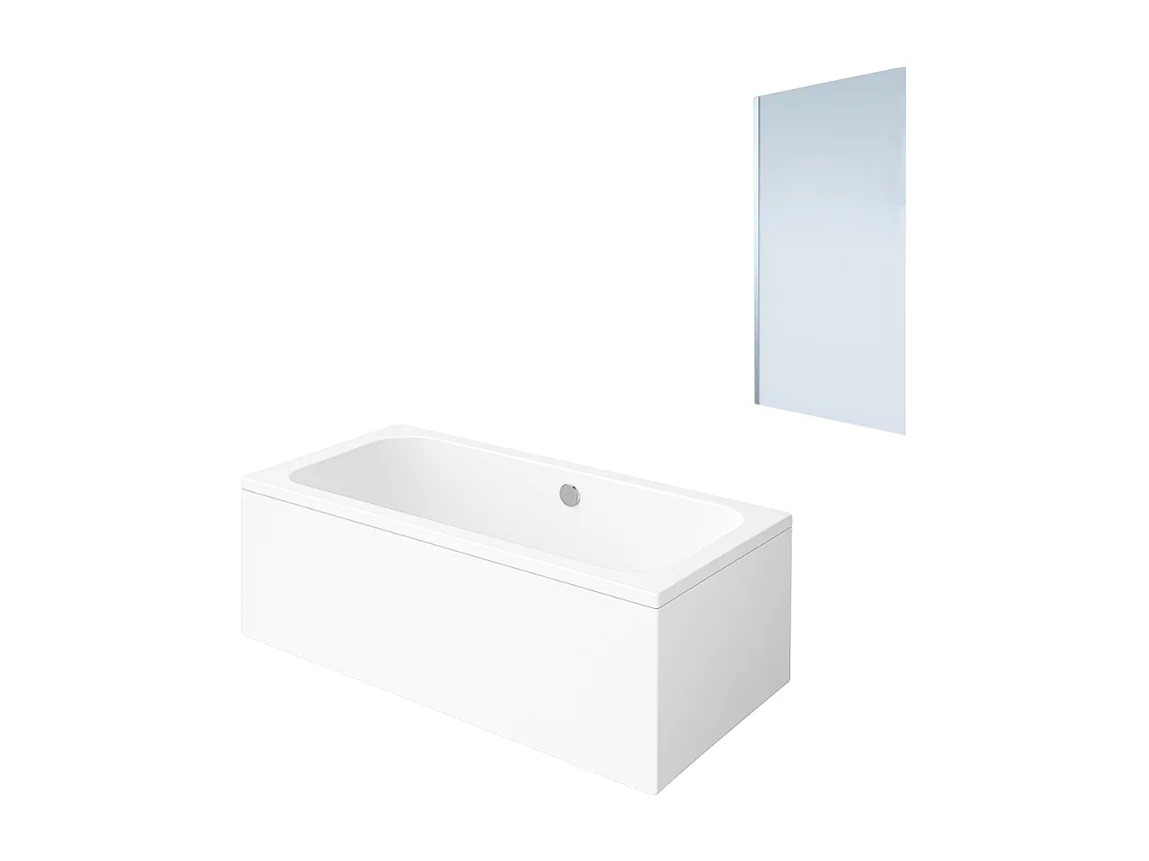 Baignoire droite VILLEROY & BOCH Architectura acrylique 170 x 80 cm  + Pare bain gauche AURYS Mist 1 chromé