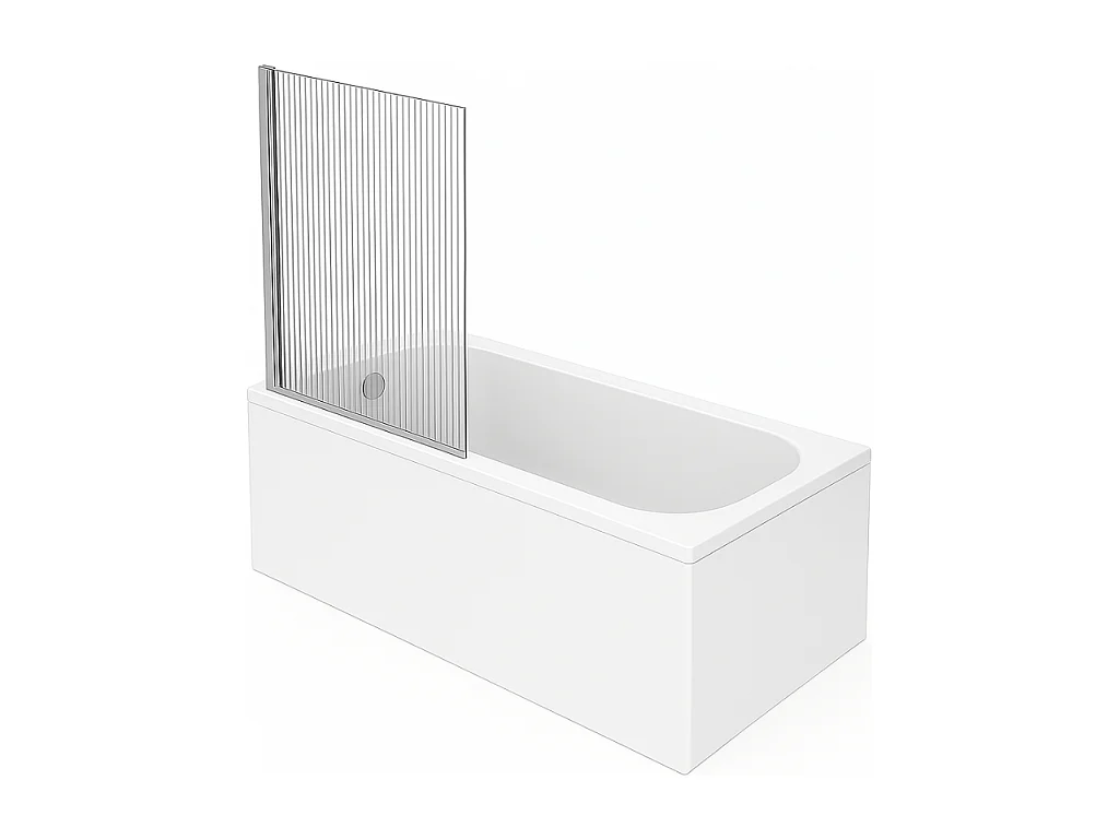 Baignoire droite VILLEROY ET BOCH Oberon quaryl 180 x 80 cm  + Pare bain gauche AURYS Raywall chromé
