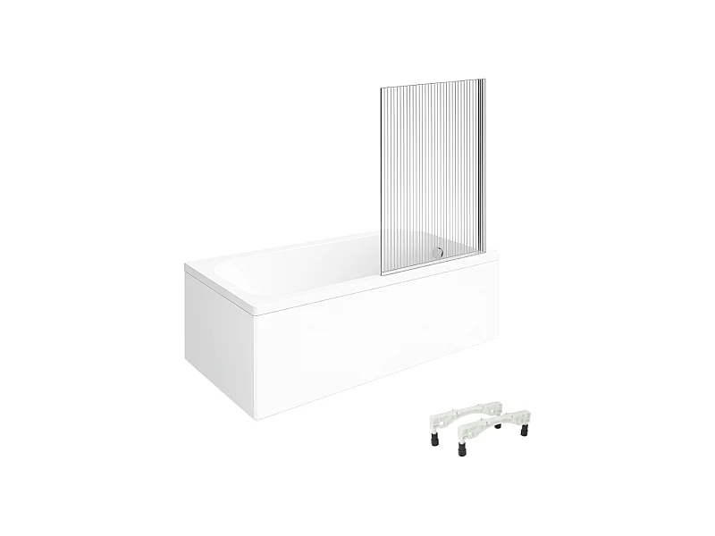 Baignoire droite VILLEROY & BOCH Architectura avec pieds acrylique 140 x 70 cm  + Pare bain droite AURYS Raywall chromé