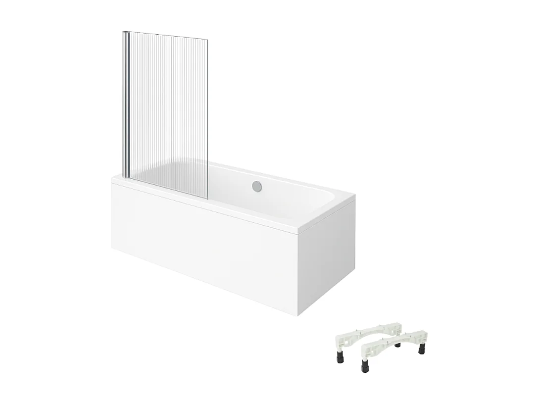 Baignoire droite VILLEROY & BOCH Architectura avec pieds acrylique 170 x 80 cm  + Pare bain gauche AURYS Raywall chromé