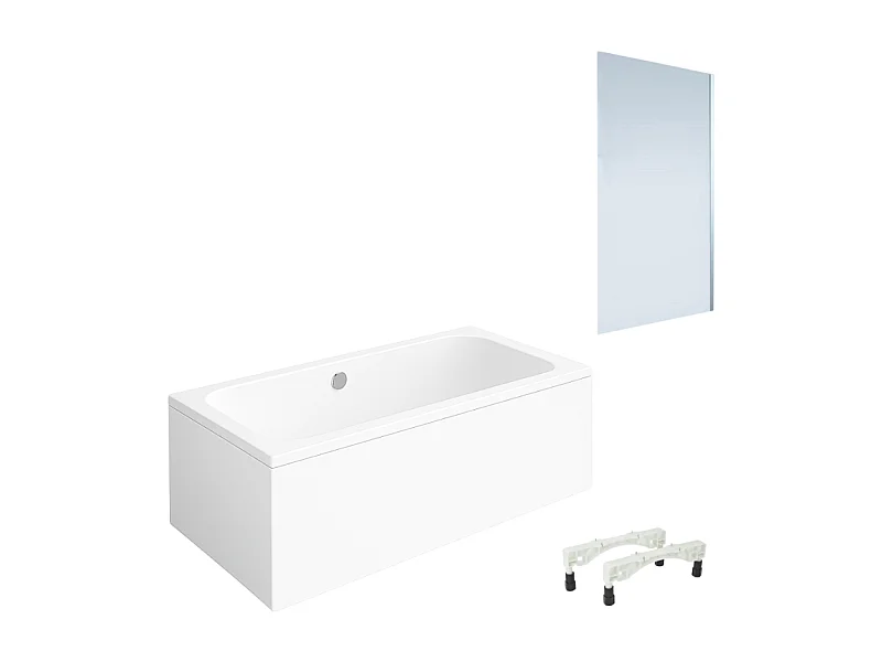 Baignoire droite VILLEROY & BOCH Architectura avec pieds acrylique 170 x 80 cm  + Pare bain droite AURYS Mist 1 chromé