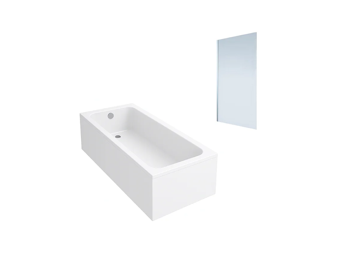 Baignoire droite VILLEROY & BOCH Architectura acrylique 150 x 70 cm  + Pare bain gauche AURYS Mist 1 chromé