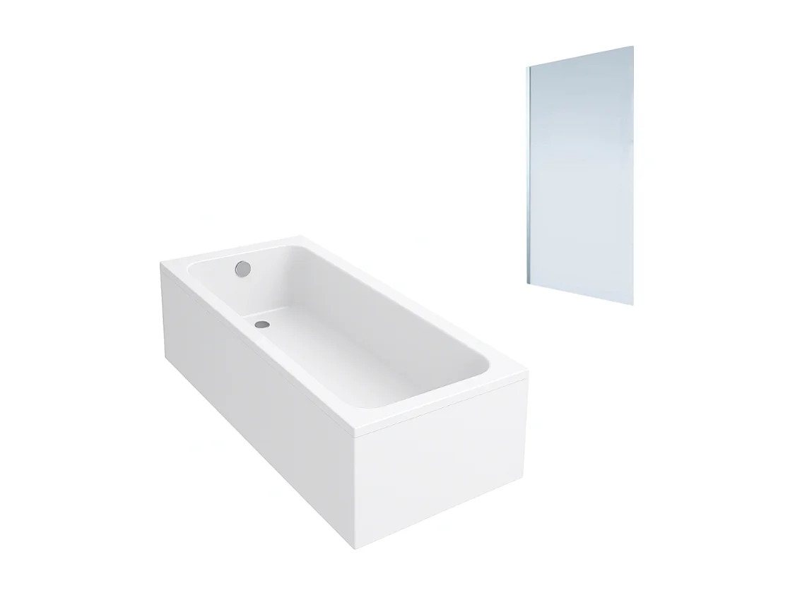 Baignoire droite VILLEROY & BOCH Architectura acrylique 150 x 70 cm  + Pare bain gauche AURYS Mist 1 chromé
