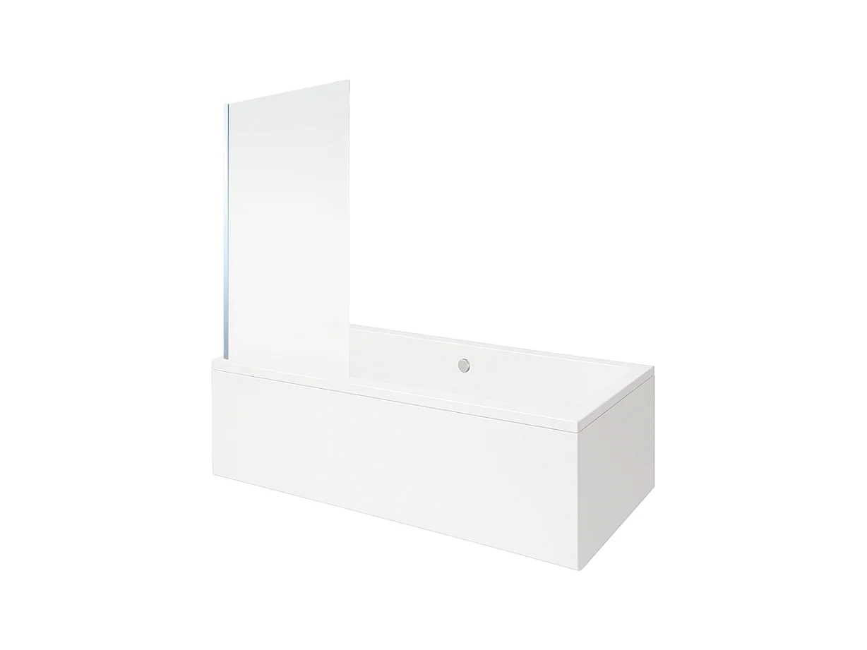 Baignoire rectangulaire VITRA Neon 180x80cm + Pare bain gauche AURYS Mist 1 chromé profilé gauche